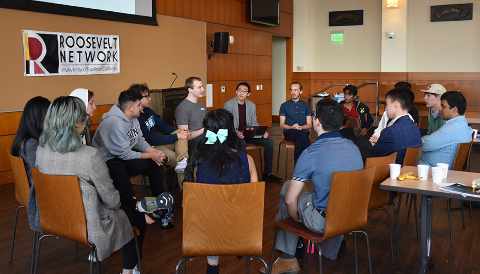 Students having a discussion at a Roosevelt Network regional conference