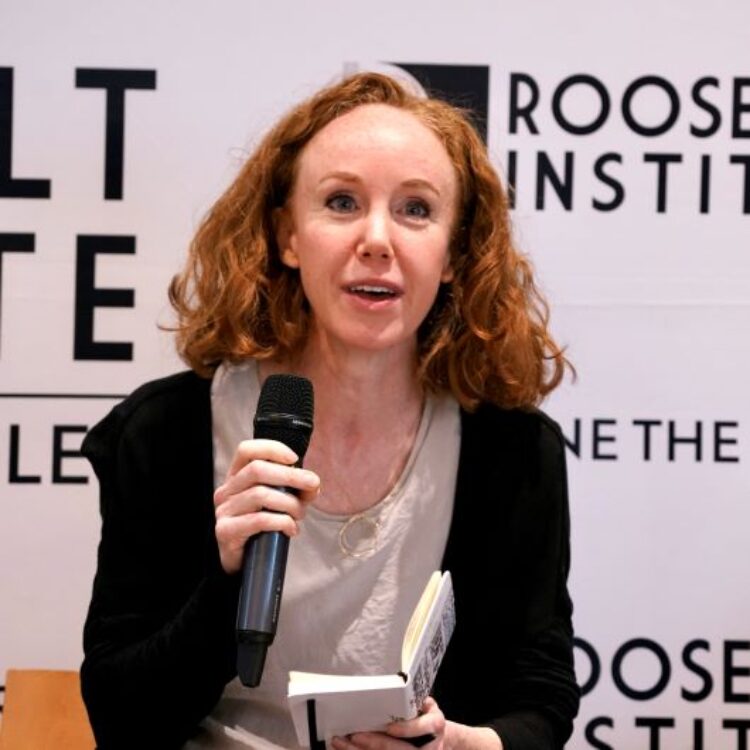 Jen Harris speaking on stage at the Industrial Policy Synergies event in Washington, DC on April 25, 2023.