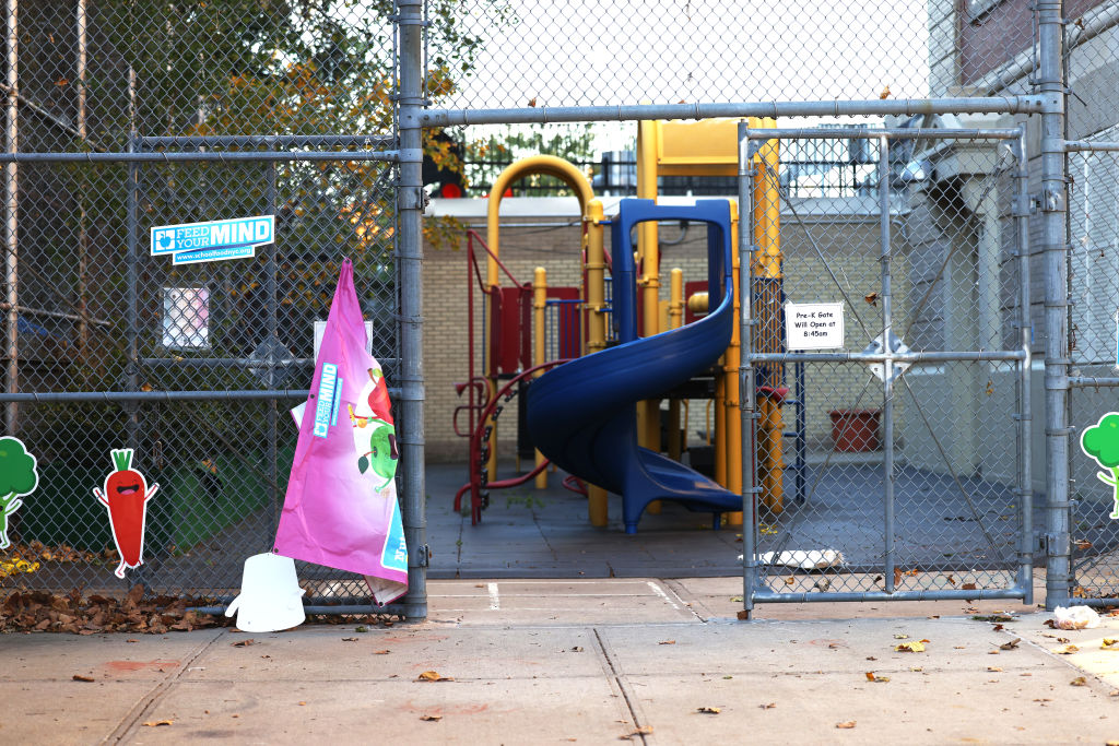 Pre-K entrance at the PS 130 The Parkside School (Lower School) on November 19, 2020 in New York City.