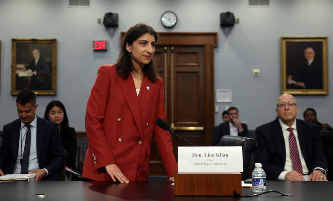 Lina Khan, chair of the Federal Trade Commission (FTC), arrives to testify before the House Appropriations Subcommittee in May 2024.
