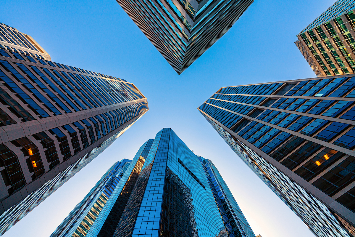 Low angle view of the skyscrapers